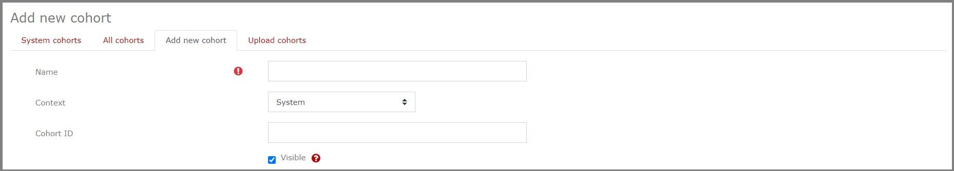 Preview of add new cohort