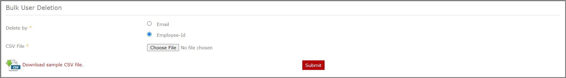 Preview of Bulk user deletion page