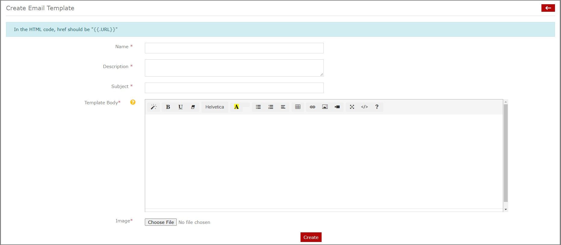 Preview of create template page