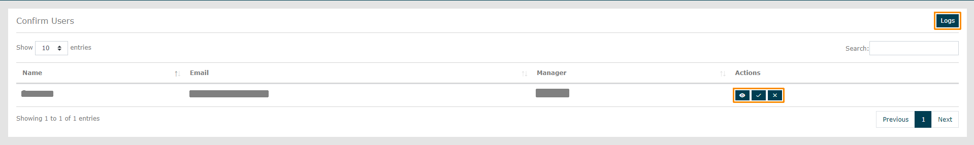 Preview of confirm users