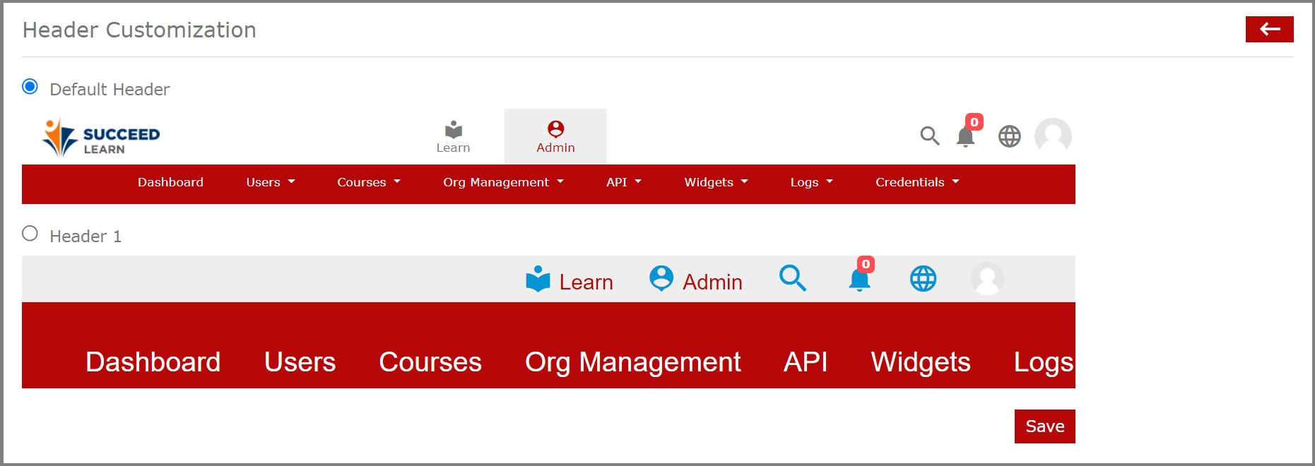 Preview of Header Customization