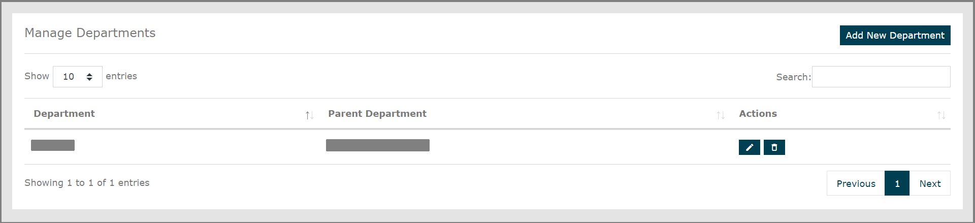Preview of created Sub-Departments
