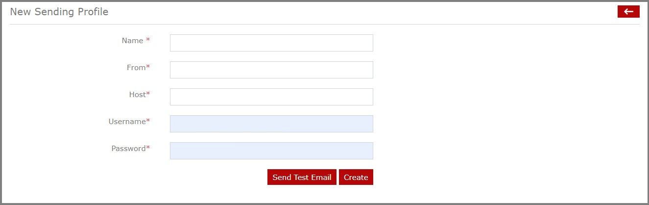 Prview of New Sending Profile creation.