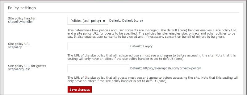 Preview of policy settings