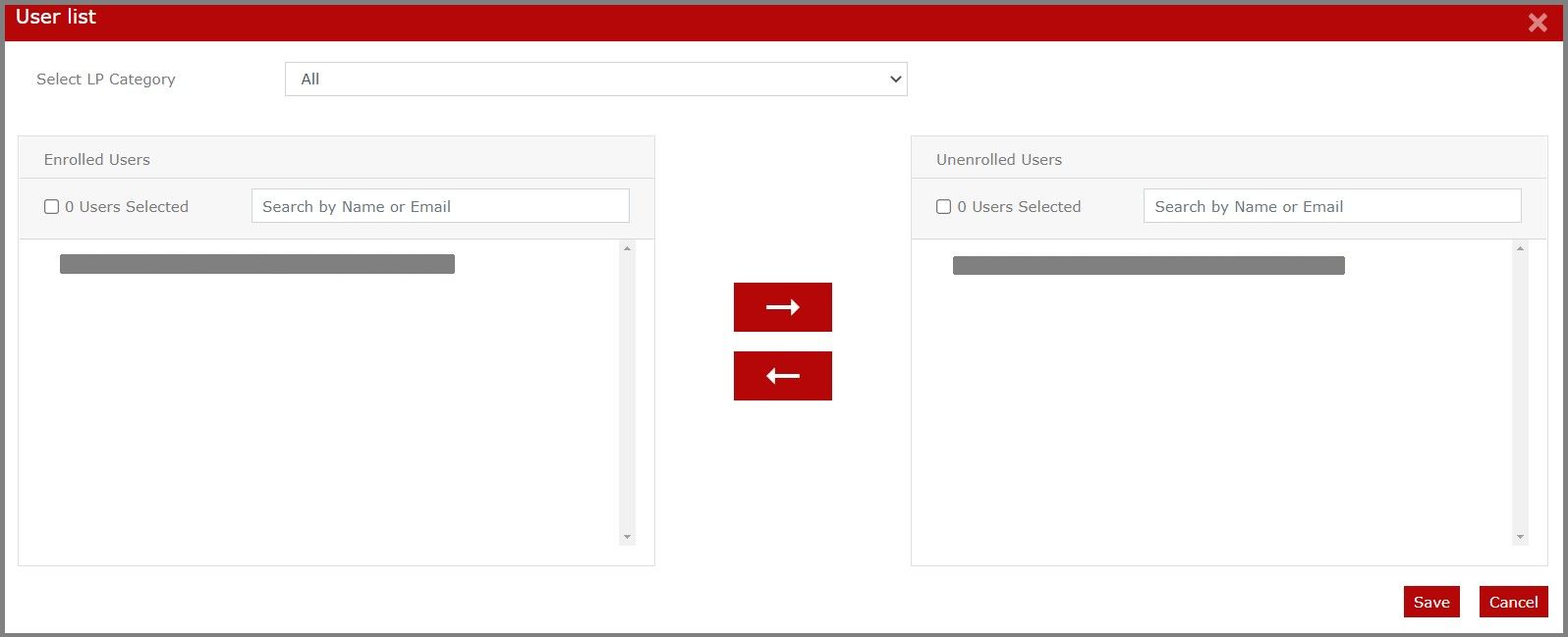 Preview of user transfer