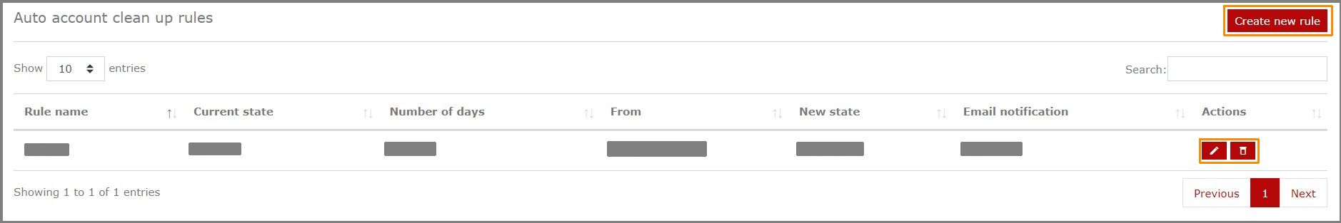 Preview of existing account cleanup rules