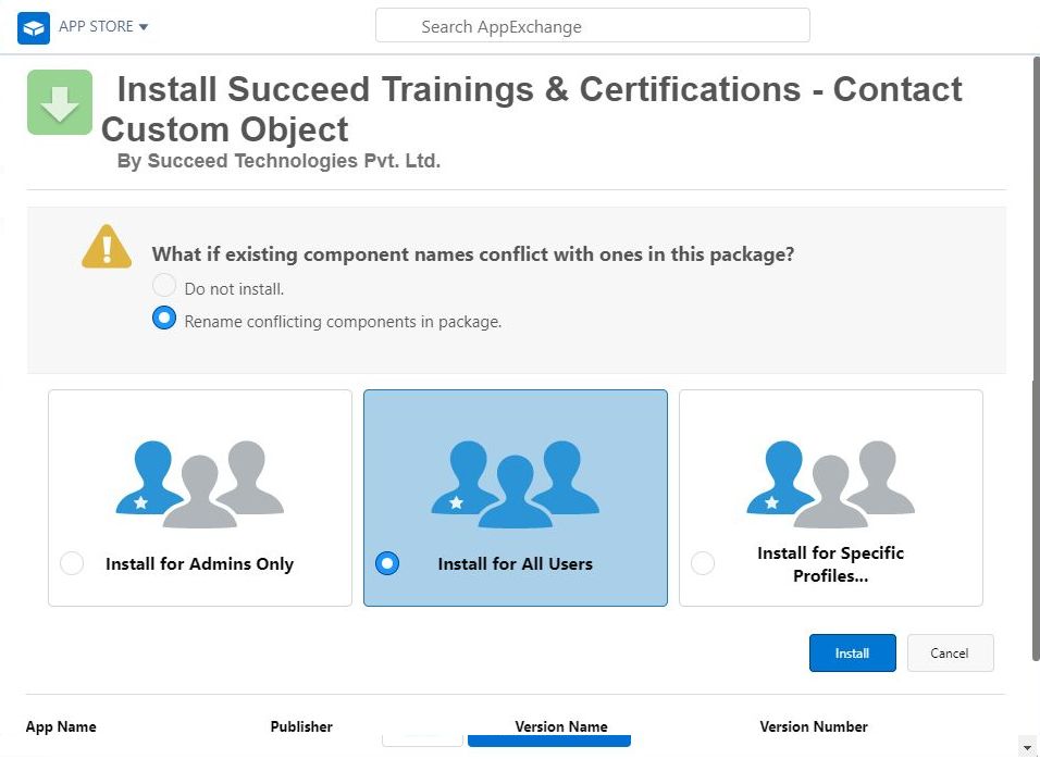 Install - Rename Conflicts and Install for all users